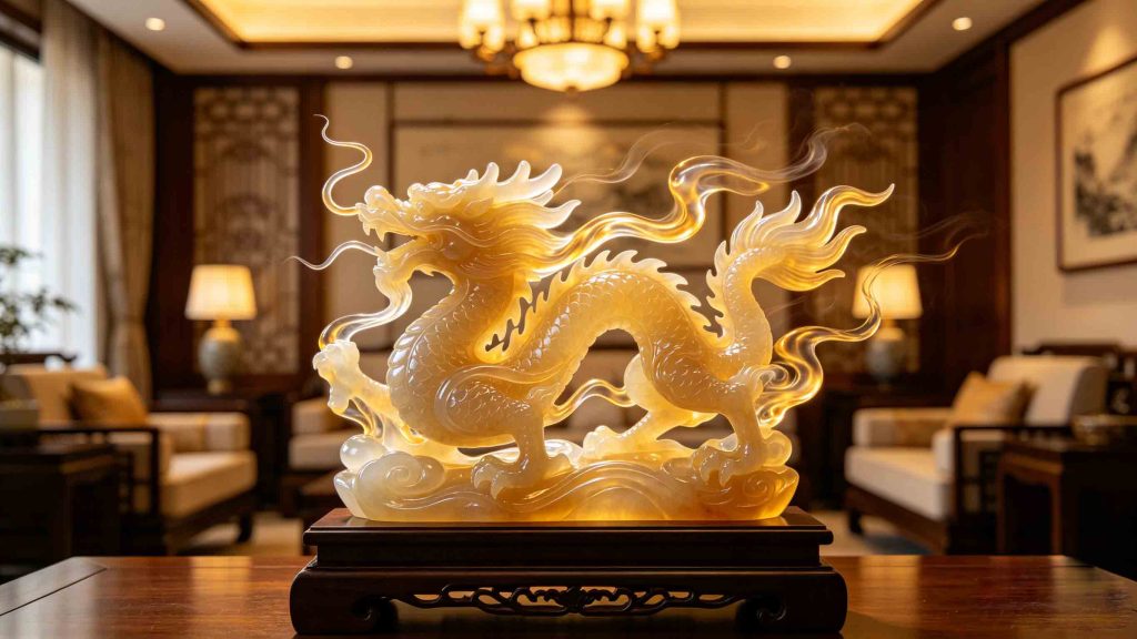 3D rendered feng shui dragon statue, powerful auspicious symbol for wealth and positive qi in 2026