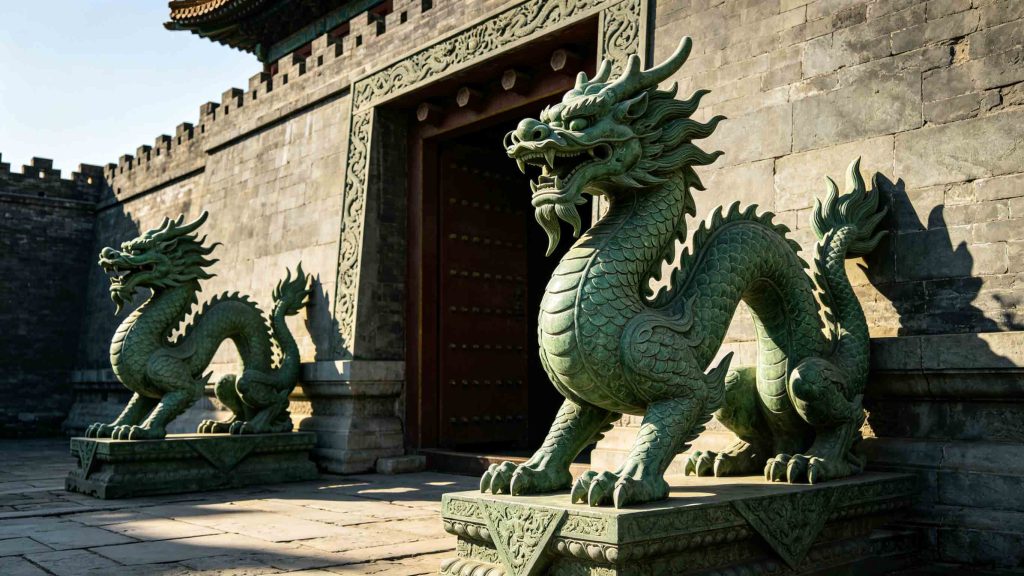 Azure Dragon (Qing Long) 28 lunar mansions Chinese astrology, seven dragon constellations (Horn, Neck, Root, Room, Heart, Tail, Winnowing Basket) star map